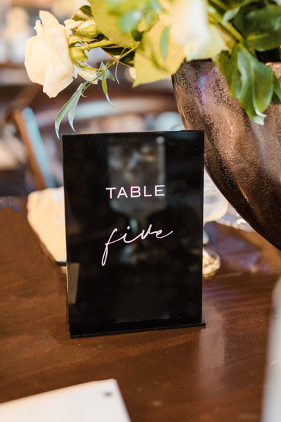 Black and White Acrylic Table Number