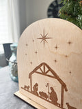 Christmas Nativity Scene Engraved Wood Sign