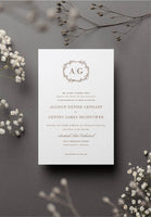 Garden Laurel Monogram Wedding Invitation Suite