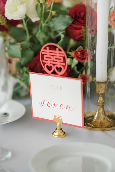 Red Double Happiness Laser Cut Table Number