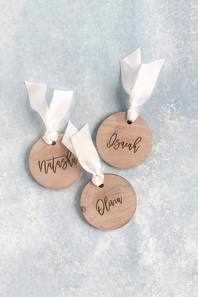 Engraved Round Wood Ornament / Place Card